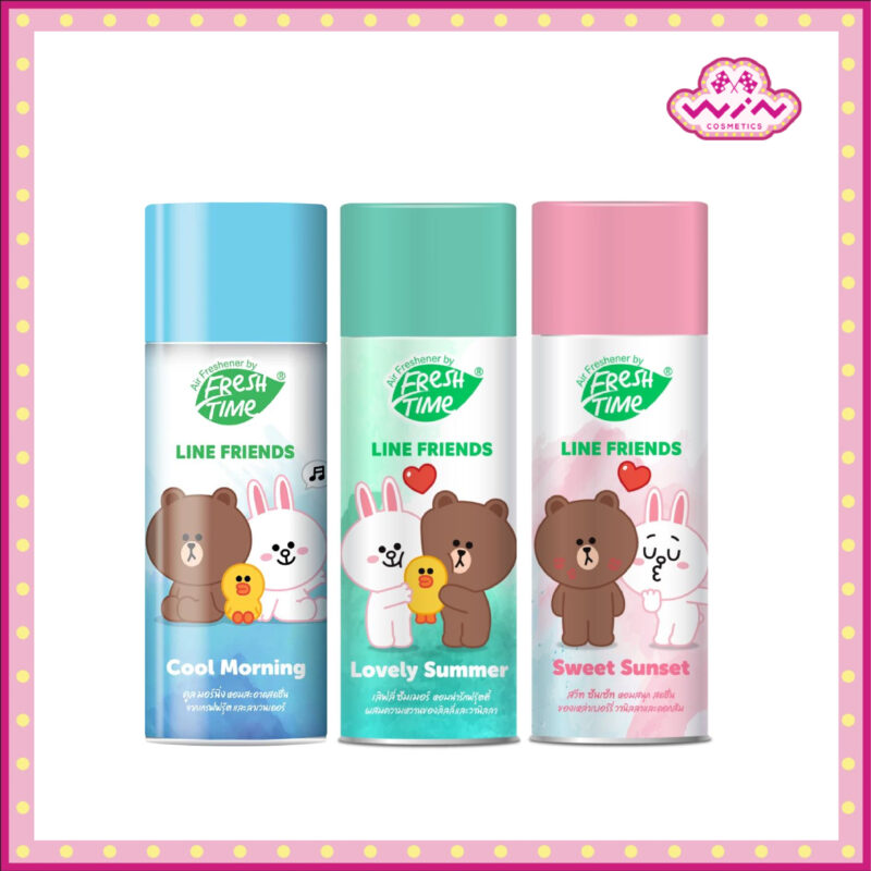 FreshTime x LINE FRIENDS เฟรชไทม์ สเปรย์น้ำหอมปรับอากาศ น้ำหอมปรับอากาศ หอม สะอาด สดชื่น สเปรย์ดับกลิ่น 3 กลิ่น ขนาด 450 มล.
