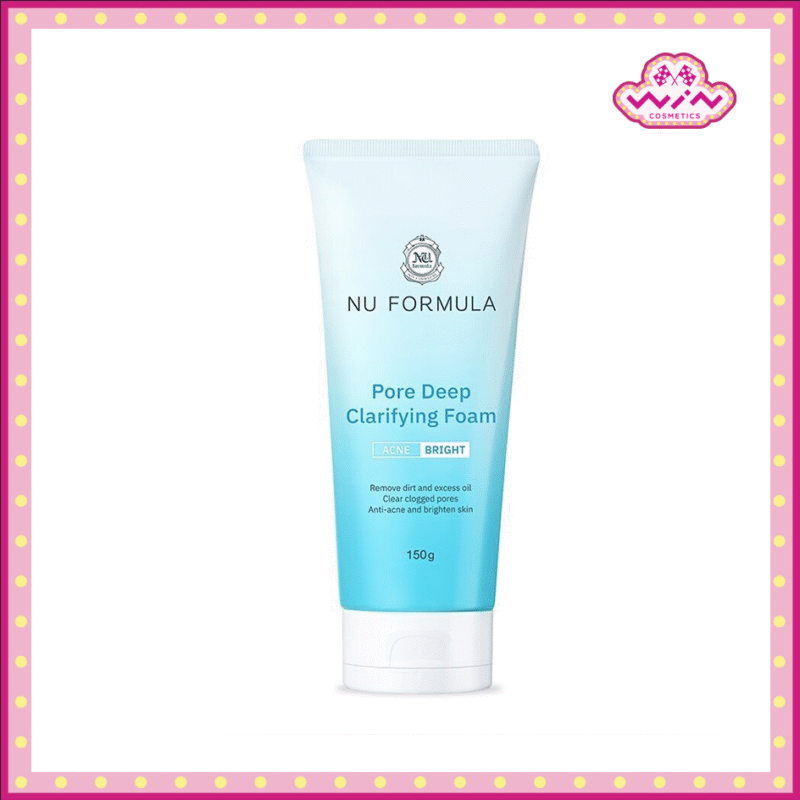 NU FORMULA นู ฟอร์มูล่า พอร์ ดีพ แคลริฟายอิ้ง โฟม 150 กรัม  โฟมน้ำแร่อนุภาคเล็ก ฟองเนียนละเอียดนุ่ม ทำความสะอาดล้ำลึก ช่วยคุมมัน จัดการสิว
