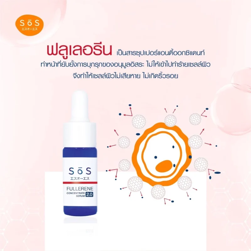 SOS Fullerene Concentrate Serum ฟลูเลอรีน คอนเซ็นเทรท เซรั่ม 10 มล. ผิวกระจ่างใส กระชับรูขุมขน ลดริ้วรอย รอยสิว - Image 5