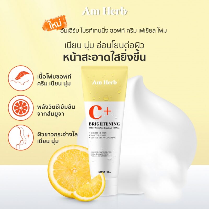 Am Herb อัม เฮิร์บ ไบร์ทเทนนิ่ง ซอฟท์ ครีม เฟเชียล โฟม/คอมบูฉะ สกิน ทรีทเมนท์ เฟเชียล คลีนซิ่ง เจล 100 มล. - Image 2