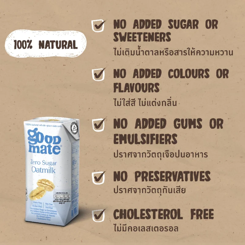 Goodmate กู๊ดเมท นมโอ๊ต ขนาด 180 มล./1000 มล. นมจากข้าวโอ๊ต - Image 2