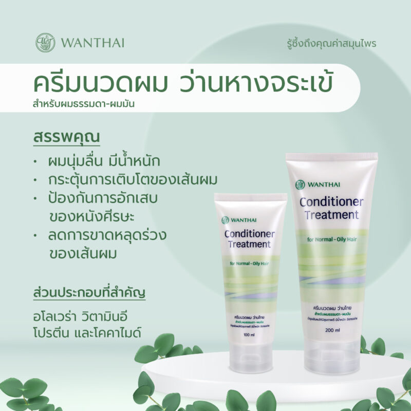 Wanthai ว่านไทย ครีมนวดผม 100 มล./200 มล. ว่านหางจระเข้ บำรุง คืนความชุ่มชื้นให้เส้นผม ลดการหลุดร่วง ผมนุ่มลื่น มีน้ำหนัก - Image 3