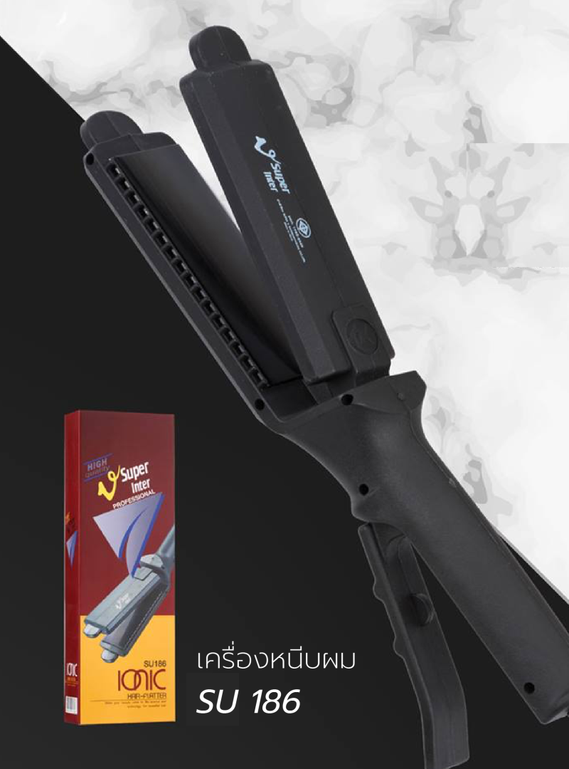 Super V เครื่องหนีบผมไฟฟ้า ตัวเครื่องสีดำ รุ่น SU186 / SU389 / SU868 จัดแต่งทรงผมตรงหรือหนีบม้วนลอน - Image 5