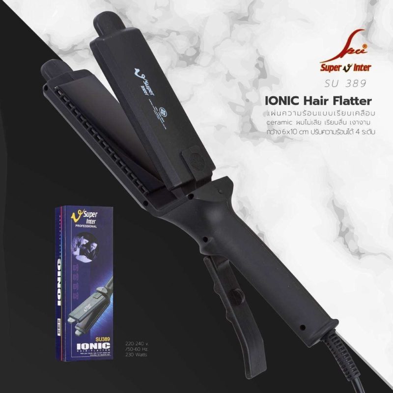 Super V เครื่องหนีบผมไฟฟ้า ตัวเครื่องสีดำ รุ่น SU186 / SU389 / SU868 จัดแต่งทรงผมตรงหรือหนีบม้วนลอน - Image 6