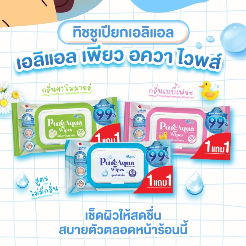 Elleair เอลิแอล เพียว อควา ไวพส์ 80 แผ่น (แพ็คคู่)