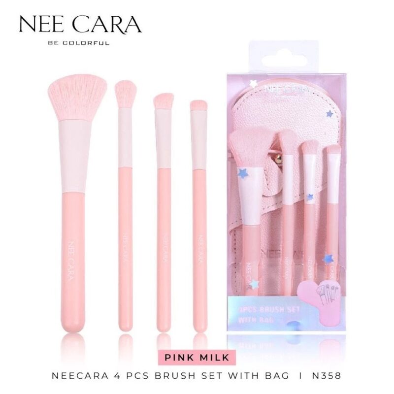 Nee Cara นีคาร่า บี คัลเลอร์ฟูล แปรงแต่งหน้า 4 ชิ้น พร้อมกระเป๋า - Image 3