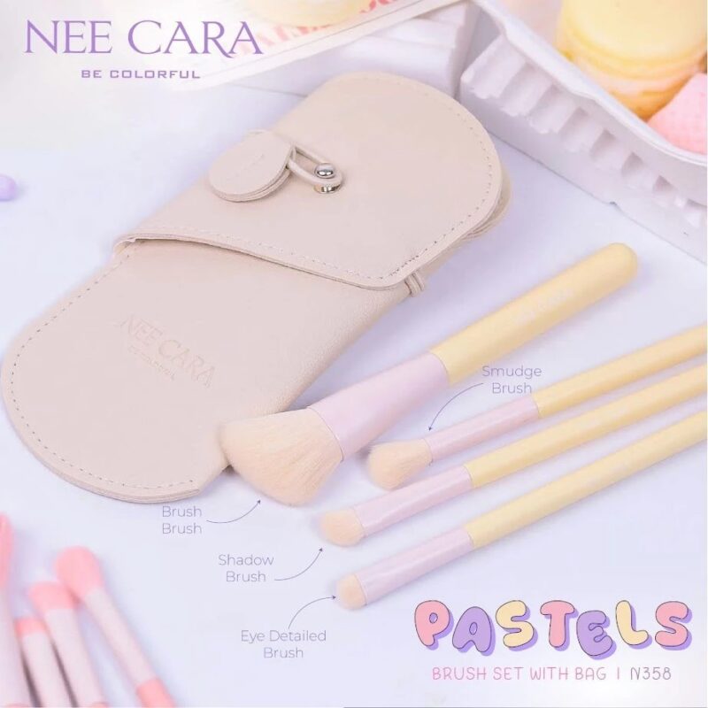 Nee Cara นีคาร่า บี คัลเลอร์ฟูล แปรงแต่งหน้า 4 ชิ้น พร้อมกระเป๋า - Image 4