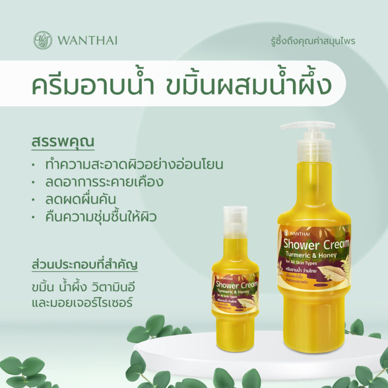 Wanthai ว่านไทย ครีมอาบน้ำขมิ้นผสมน้ำผึ้ง คืนความชุ่มชื้นให้ผิว ลดอาการระคายเคือง ลดผื่นคัน - Image 2