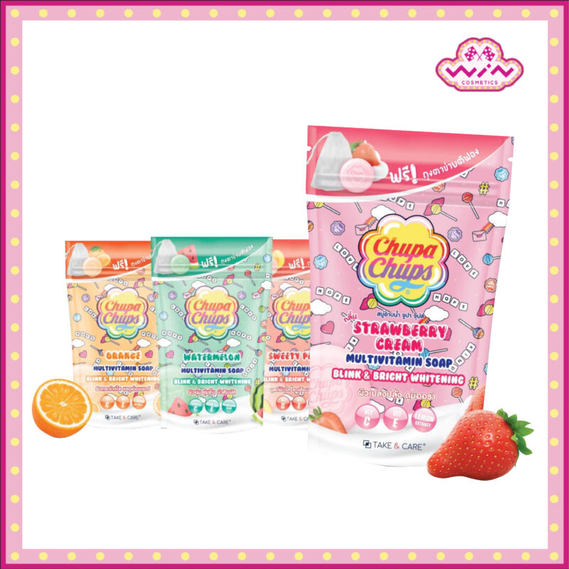 Chupa Chups จูปา จุ๊ปส์ สบู่ก้อน สบู่อาบน้ำ แถมฟรี ถุงตาข่ายตีฟอง ขนาด 80 กรัม
