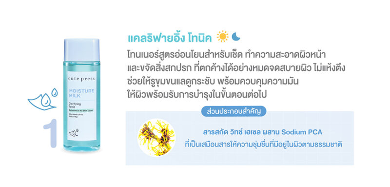 Cute Press คิวท์เพรส มอยส์เจอร์ มิลค์ แคลริฟายอิ้ง โทนิค 100 มล.